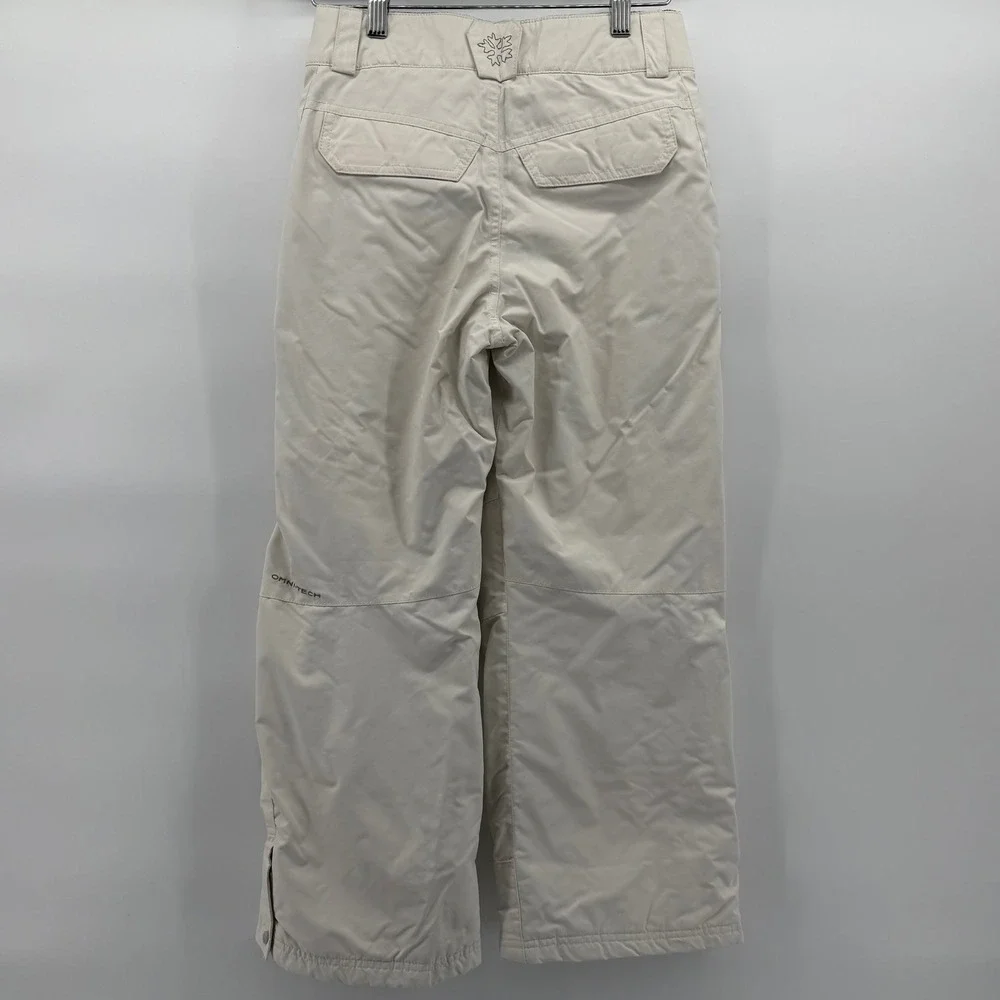 Columbia Snow‎ Pants Kids Youth 10/12 White Cream Omni-Tech Insulated Ski Bibs